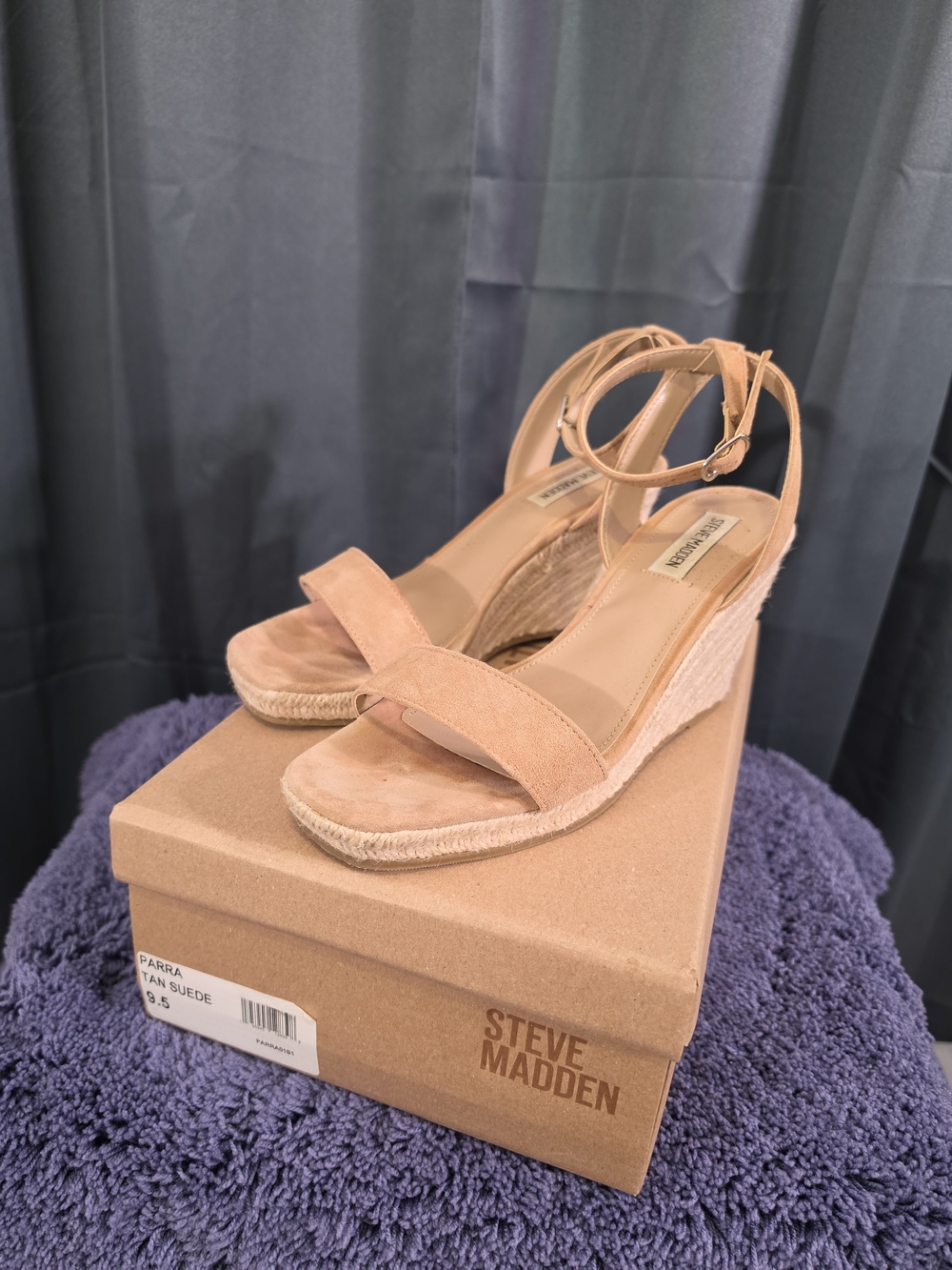 Steve Madden Tan Suede Espadrille Wedge Sandals